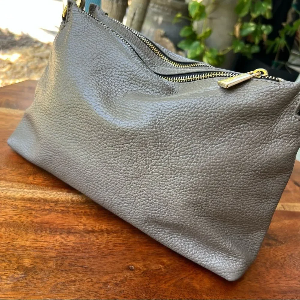 VALENTINA Vachetta Italian Small Leather Bag Taupe Gold Hardware